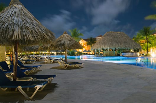 Swimming pool in night illumination