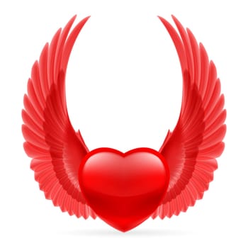 Red heart with bright red wings up.