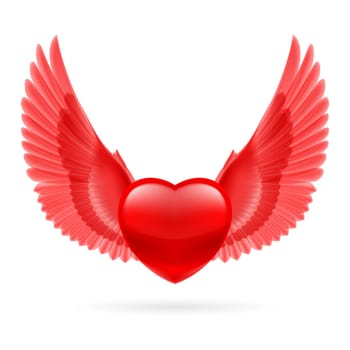 Red heart with bright red raised wings.