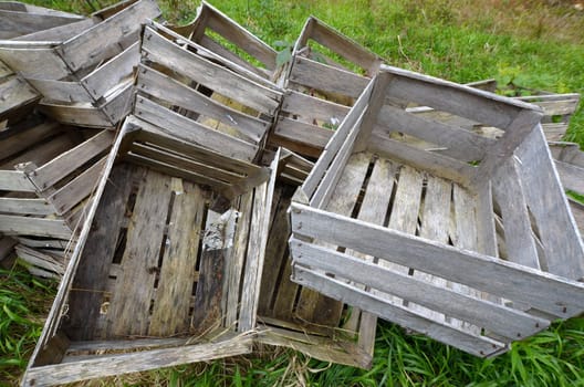 old wooden boxes