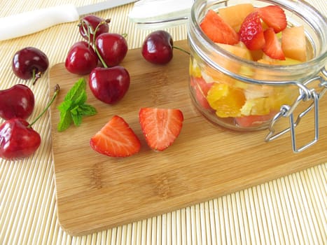 Fruit salad in a go-away glass