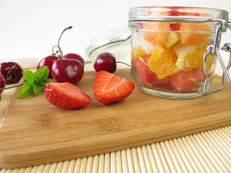 Fruit salad in a go-away glass