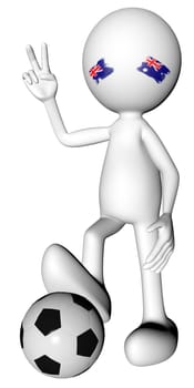 3d football in Australia selection with the symbol of victory with clipping path .