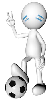 3d football in Argentina selection with the symbol of victory with clipping path