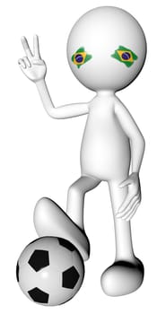 .3d football in Brazil selection with the symbol of victory with clipping path