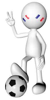 3d football in France selection with the symbol of victory with clipping path