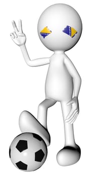 3d football in Bosnia selection with the symbol of victory with clipping path