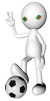 3d football in Algeria selection with the symbol of victory with clipping path .