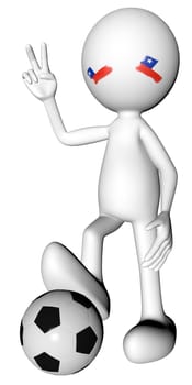 3d football in Chile selection with the symbol of victory with clipping path