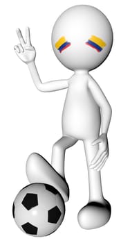 3d football in Colombia selection with the symbol of victory with clipping path