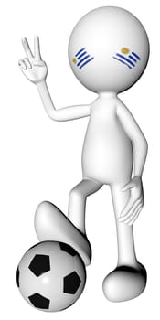 3d football in Uruguay selection with the symbol of victory with clipping path