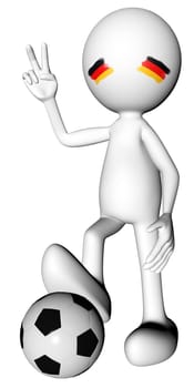 3d football in germany selection with the symbol of victory with clipping path