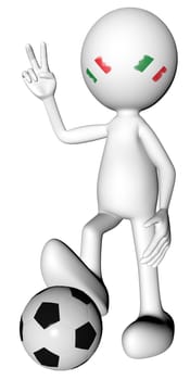 .3d football in italy selection with the symbol of victory with clipping path