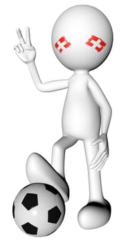 3d football in switzerland selection with the symbol of victory with clipping path
