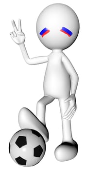 3d football in russia selection with the symbol of victory with clipping path