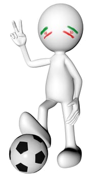 3d football in iran selection with the symbol of victory with clipping path