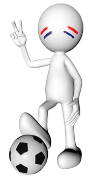 3d football in Holland selection with the symbol of victory with clipping path