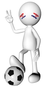 3d football in Croatia selection with the symbol of victory with clipping path