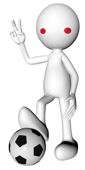 3d football in japan selection with the symbol of victory with clipping path