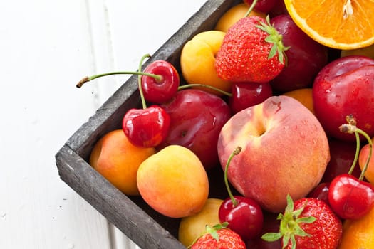 Fresh colorful Somer Fruechte as background