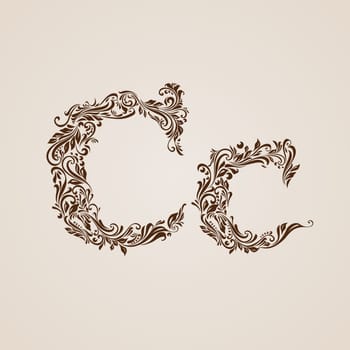 Handsomely decorated letter c in upper and lower case.