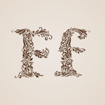 Handsomely decorated letter f in upper and lower case.