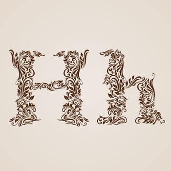 Handsomely decorated letter h in upper and lower case.
