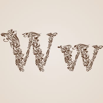Handsomely decorated letter w in upper and lower case.