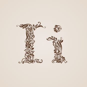 Handsomely decorated letter i in upper and lower case.