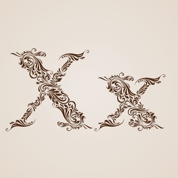 Handsomely decorated letter x in upper and lower case.