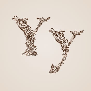 Handsomely decorated letter y in upper and lower case.