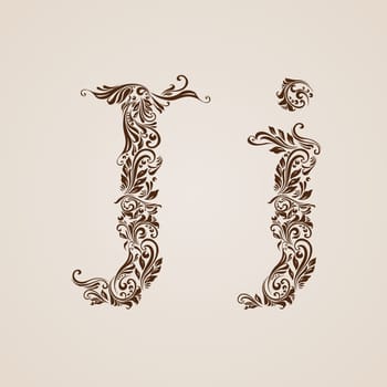 Handsomely decorated letter j in upper and lower case.