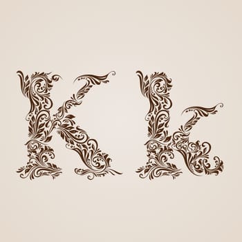 Handsomely decorated letter k in upper and lower case.