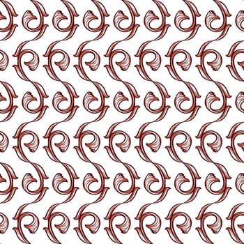 Light brown pattern lines of vines on a white background