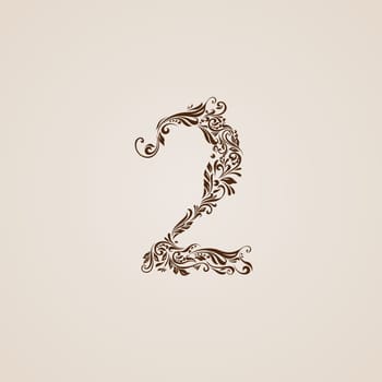 Richly decorated two digit on beige background.