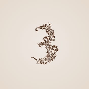 Richly decorated three digit on beige background.