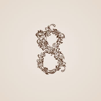 Richly decorated eight digit on beige background.