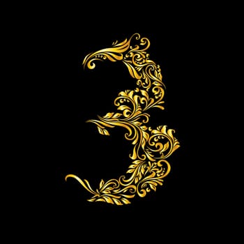 Richly decorated three digit on black background.