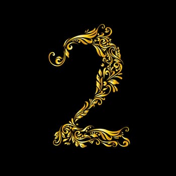 Richly decorated two digit on black background.
