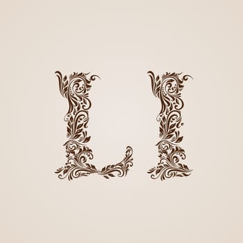 Handsomely decorated letter l in upper and lower case.