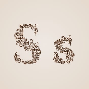 Handsomely decorated letter s in upper and lower case.