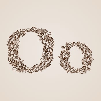 Handsomely decorated letter o in upper and lower case.