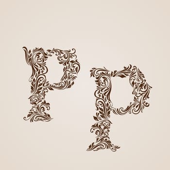 Handsomely decorated letter p in upper and lower case.