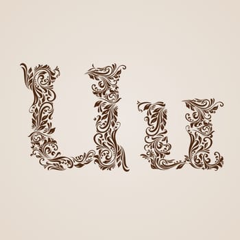 Handsomely decorated letter u in upper and lower case.