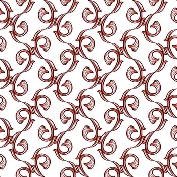 Light brown intersecting pattern of vines on a white background