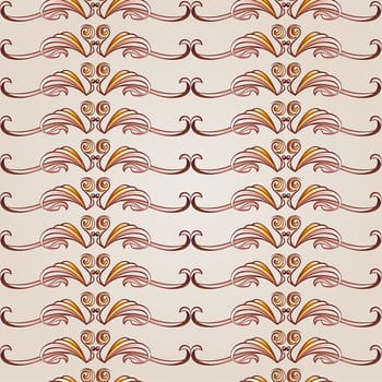 Gorizontal patterns  in the form of vines abstact trees on a light beige background