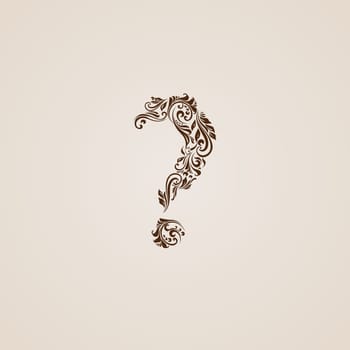 Handsomely decorative ornament question mark on a beige background