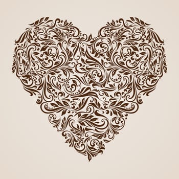 Decorative hearts of the rich brown ornament