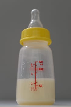 A close up shot of a baby bottle