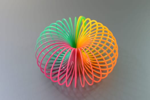 A close up shot of a slinky toy